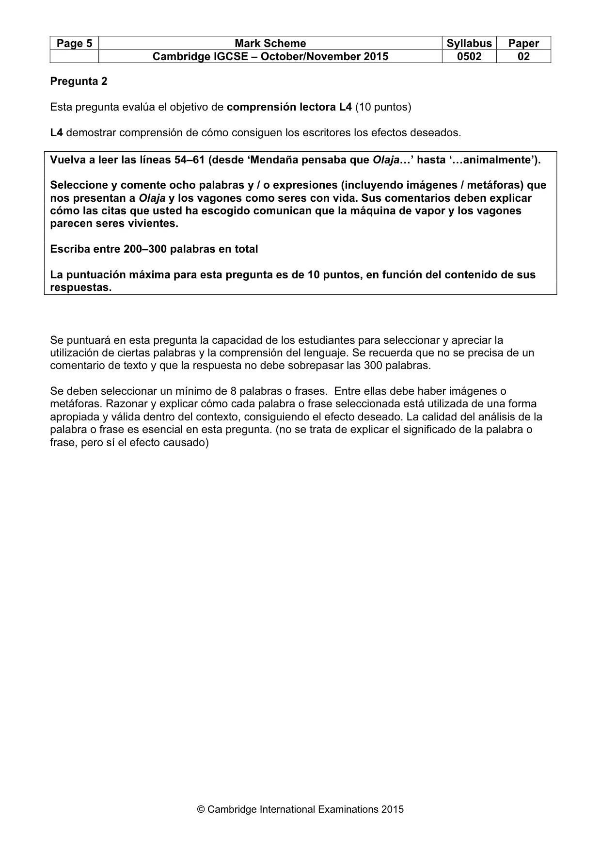 Mark scheme, page 5 of 10
