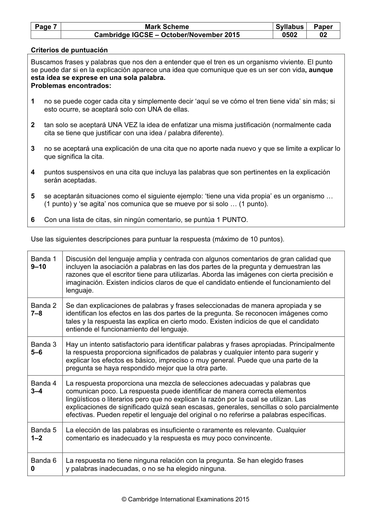 Mark scheme, page 7 of 10