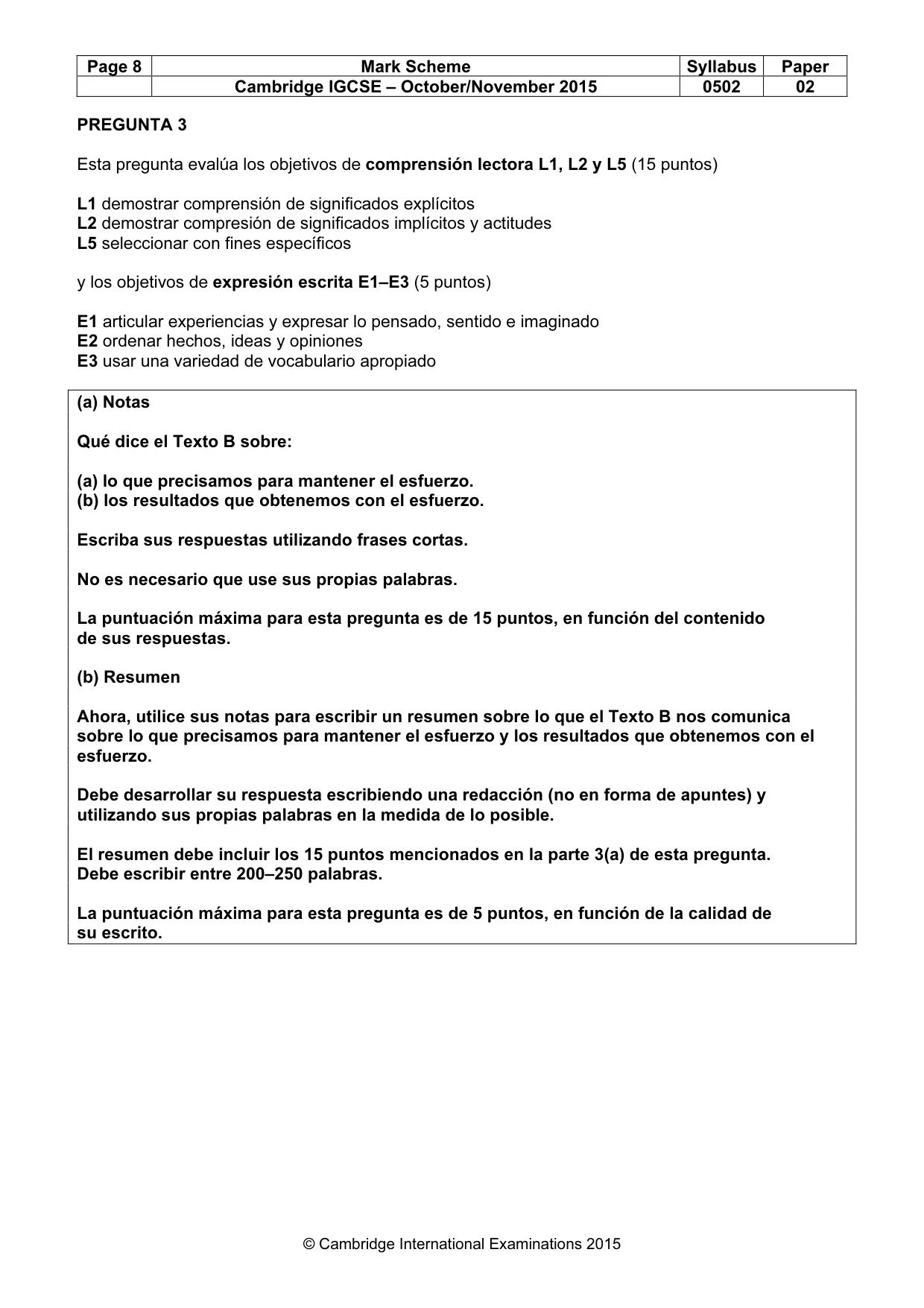 Mark scheme, page 8 of 10