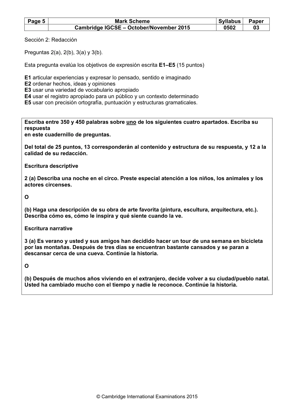 Mark scheme, page 5 of 8