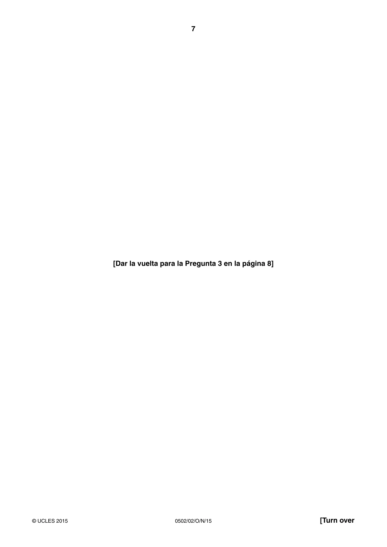 Cambridge IGCSE Spanish - First Language 0502 2015 Oct/Nov Paper 2 · Variant 1 question paper, page 7 of 12