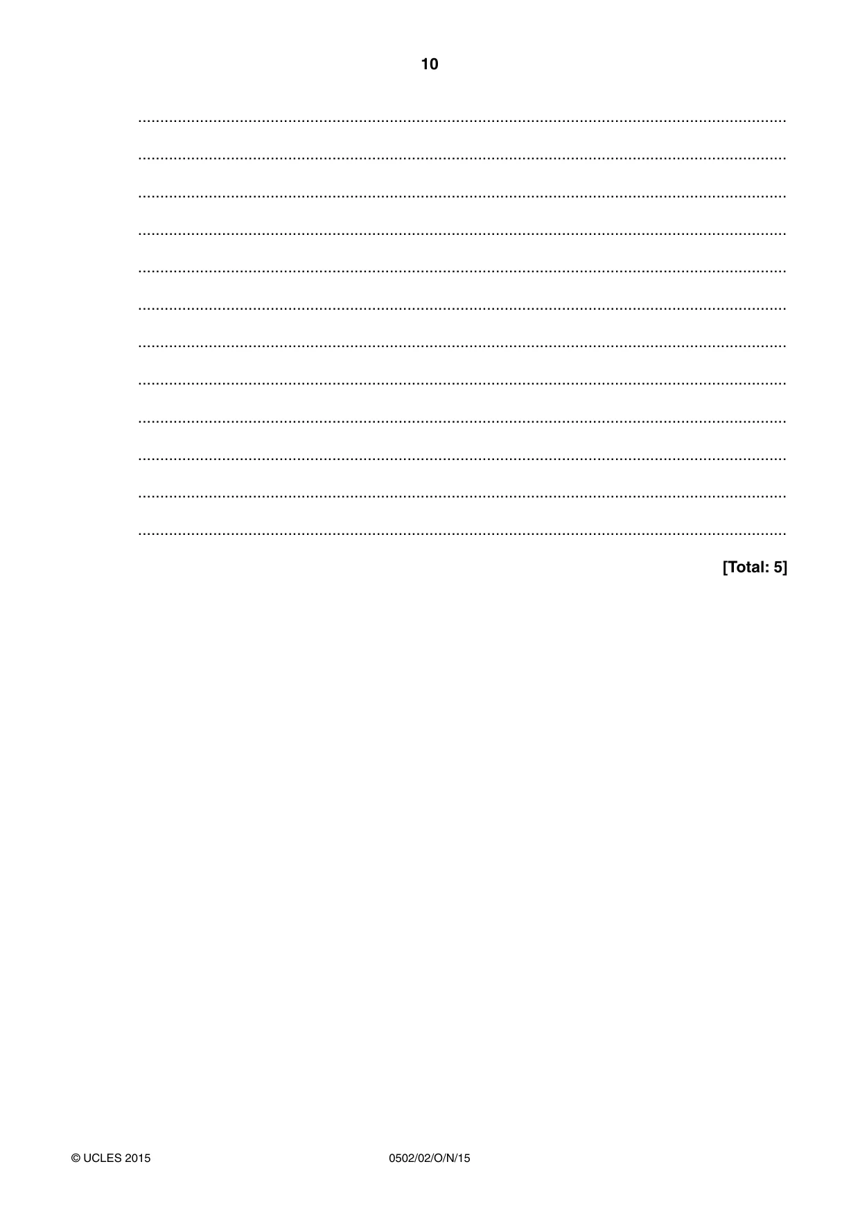 Cambridge IGCSE Spanish - First Language 0502 2015 Oct/Nov Paper 2 · Variant 1 question paper, page 10 of 12
