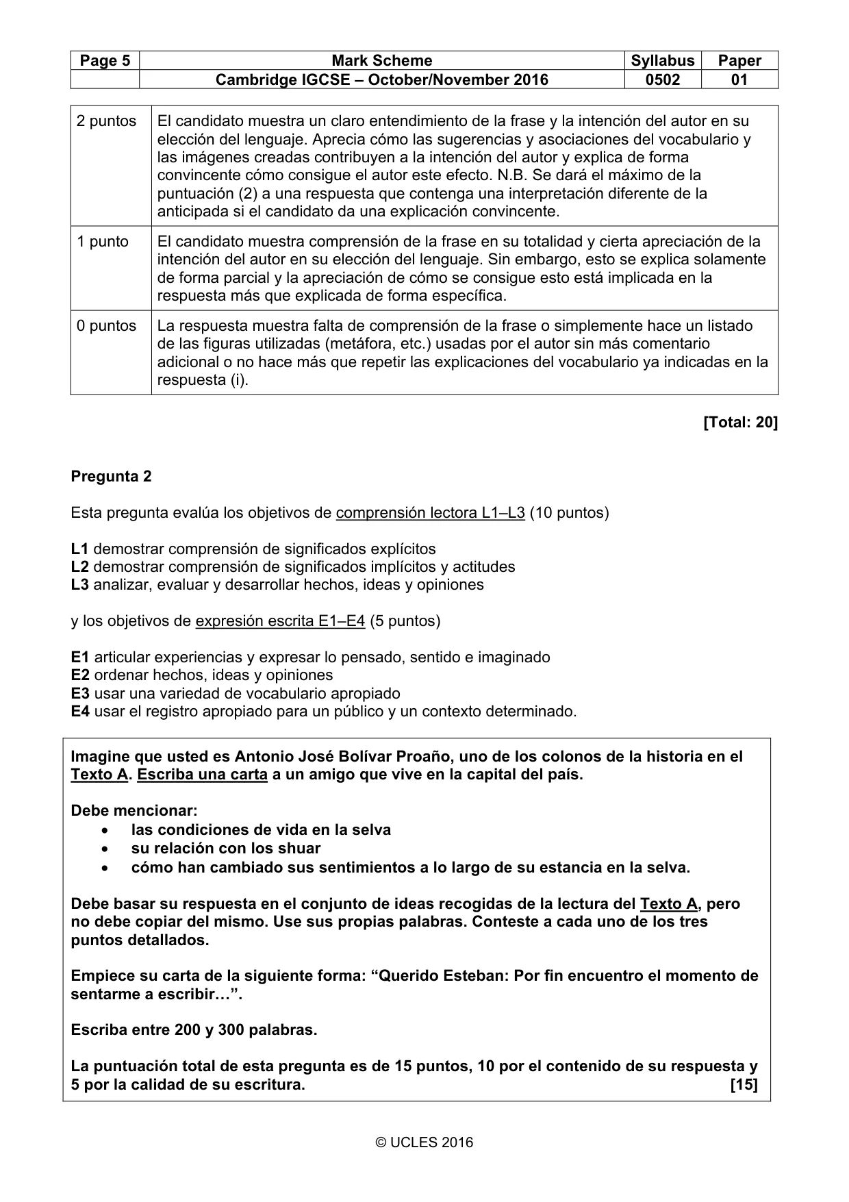 Mark scheme, page 5 of 10