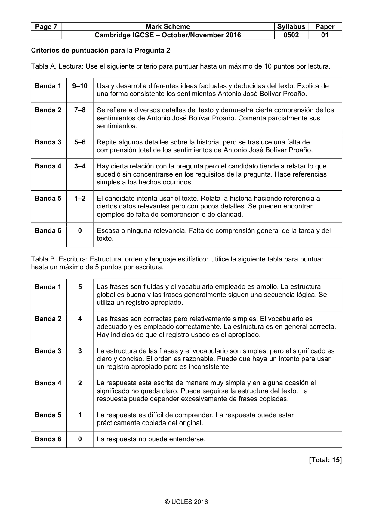Mark scheme, page 7 of 10