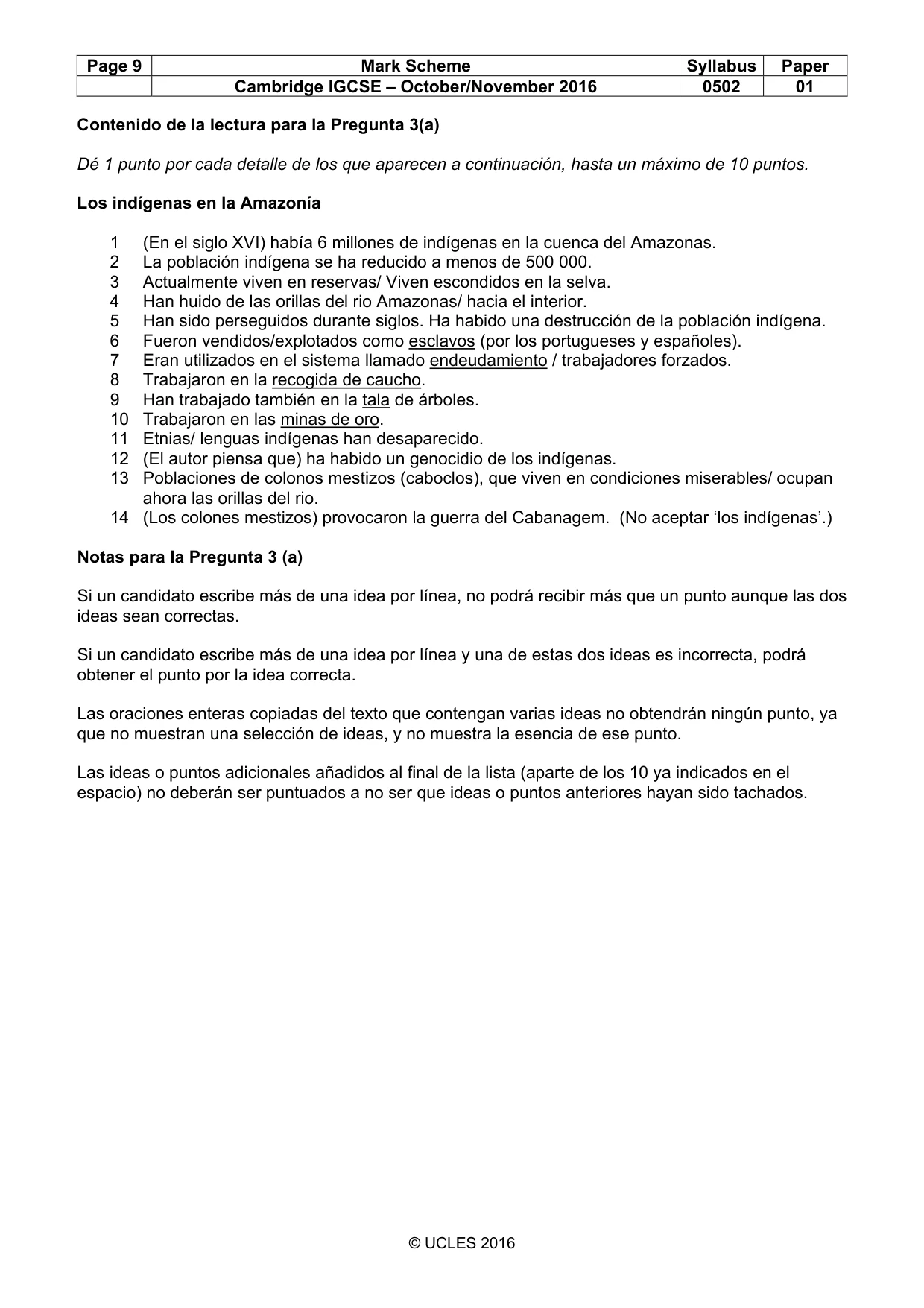 Mark scheme, page 9 of 10