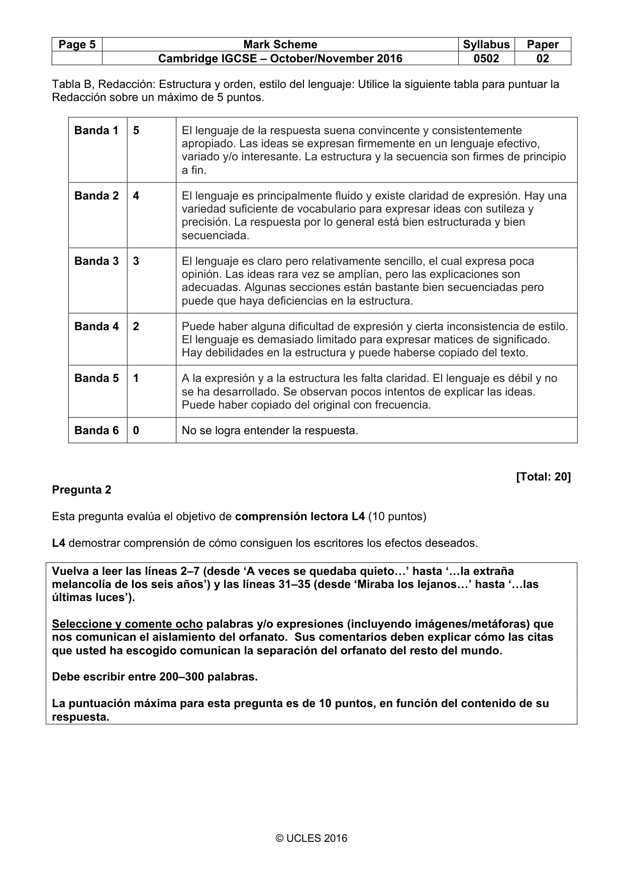 Mark scheme, page 5 of 10