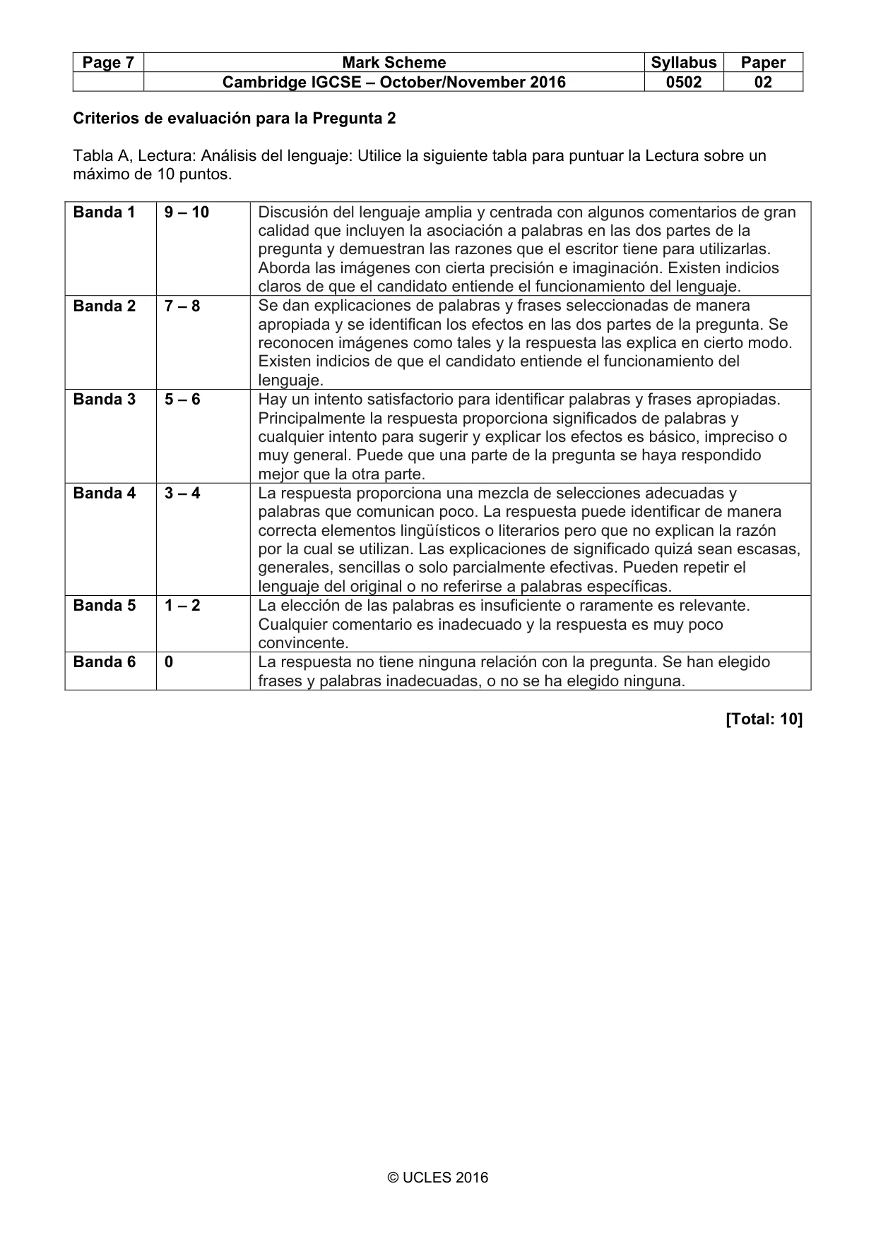 Mark scheme, page 7 of 10