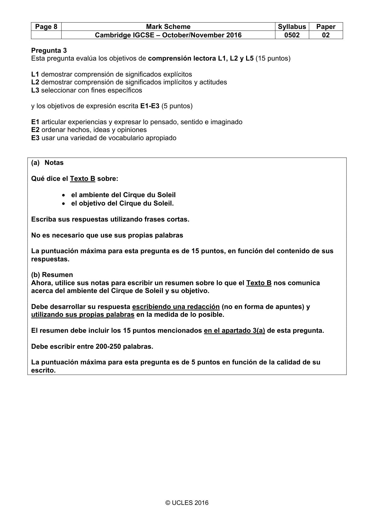 Mark scheme, page 8 of 10