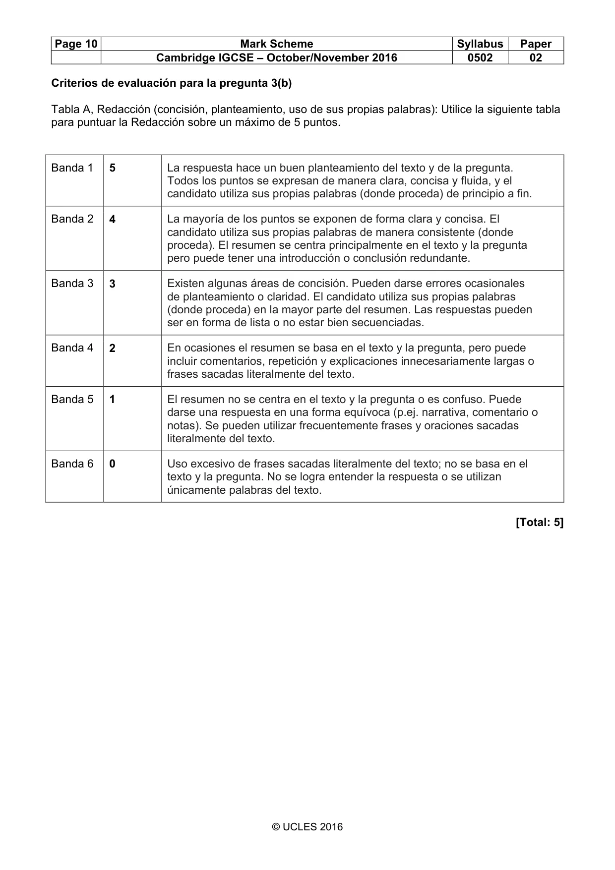 Mark scheme, page 10 of 10