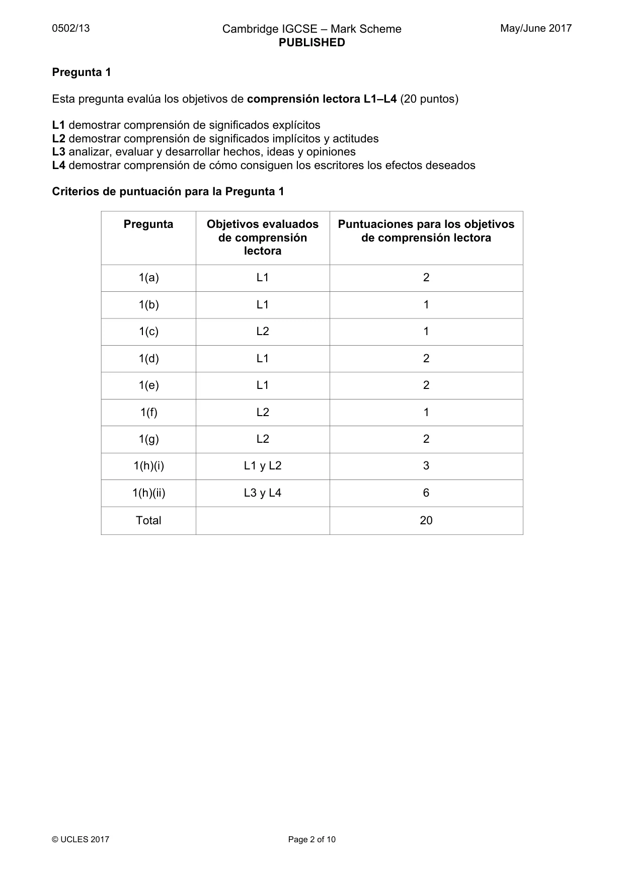 Mark scheme, page 2 of 10