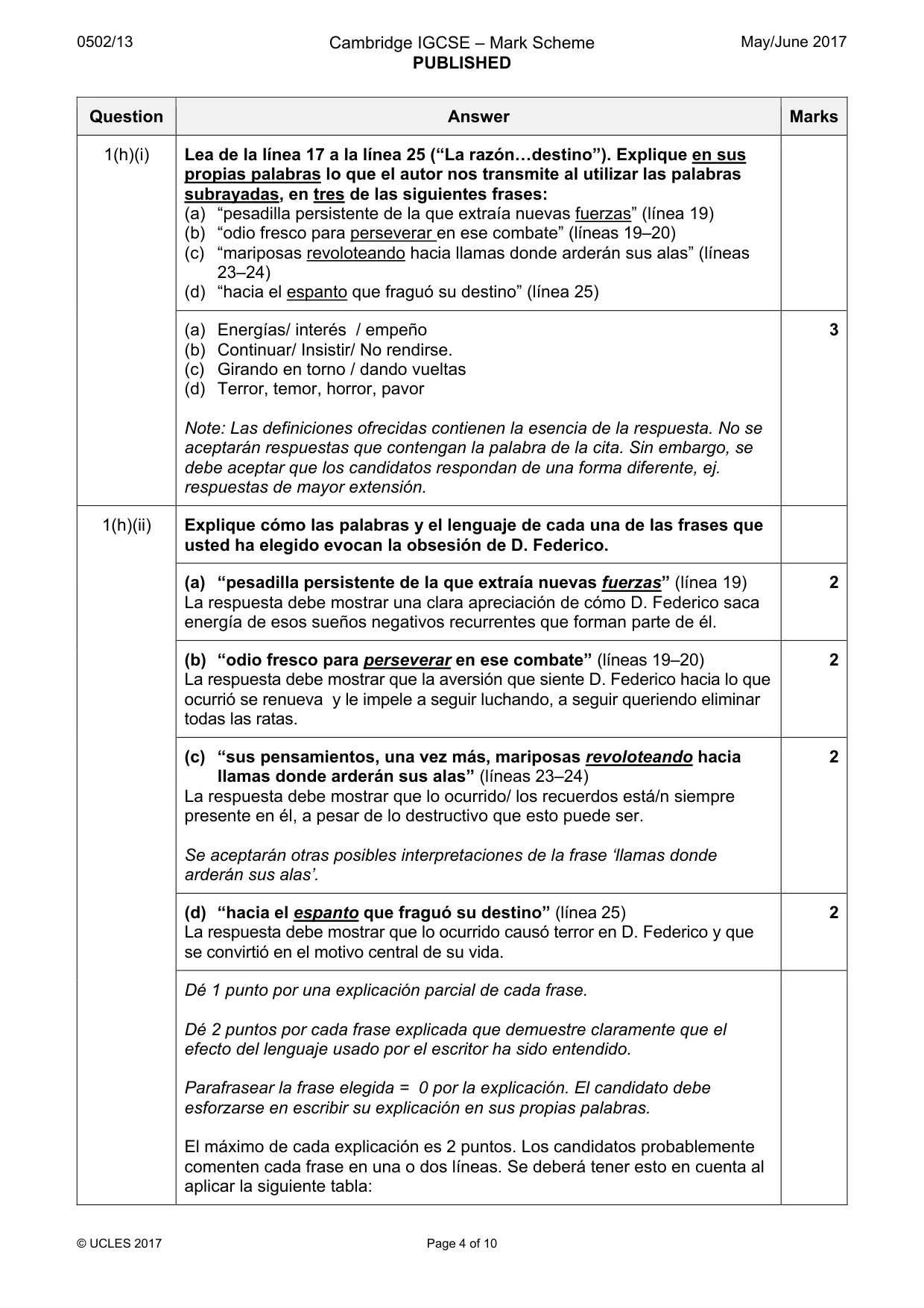 Mark scheme, page 4 of 10
