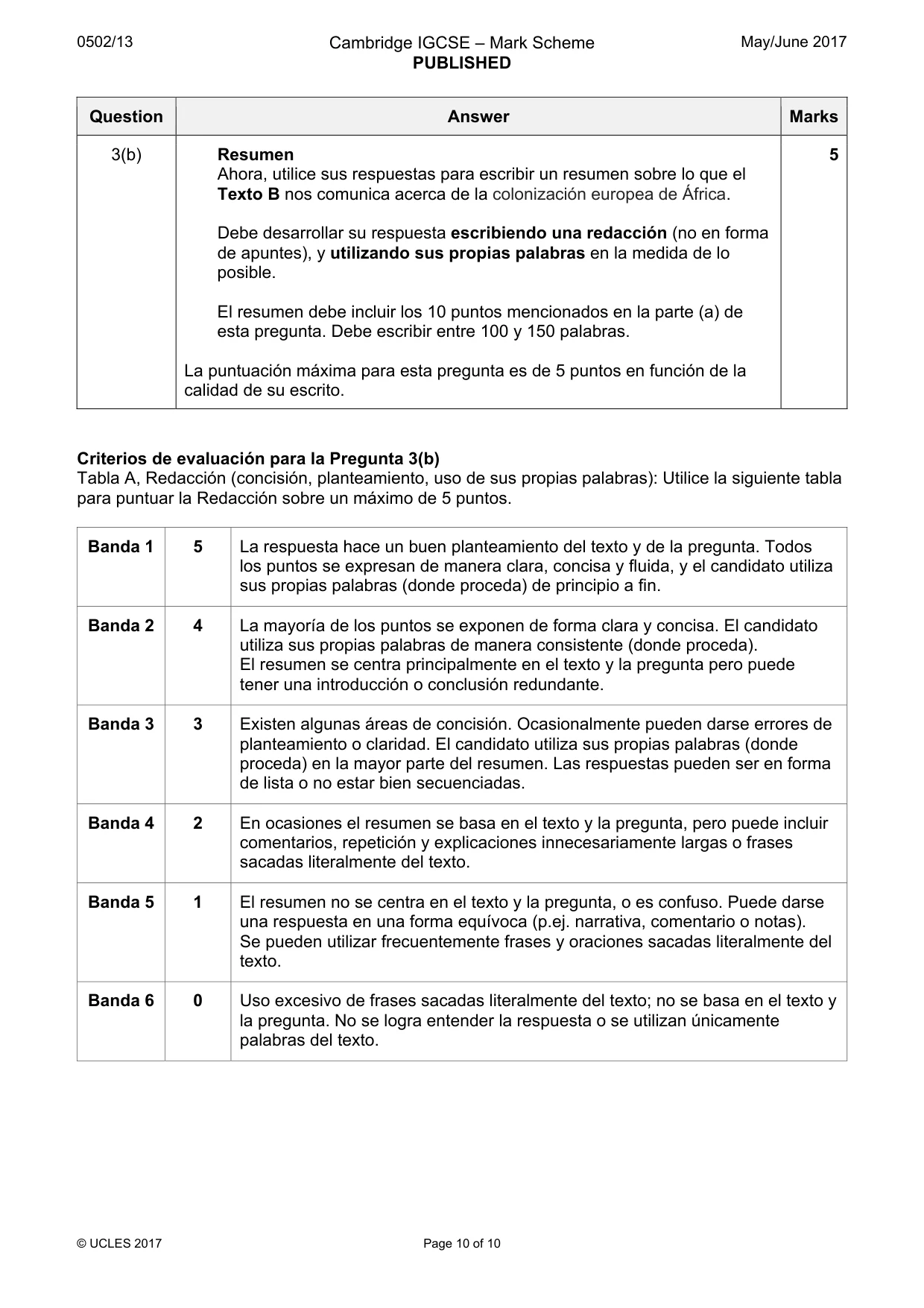 Mark scheme, page 10 of 10
