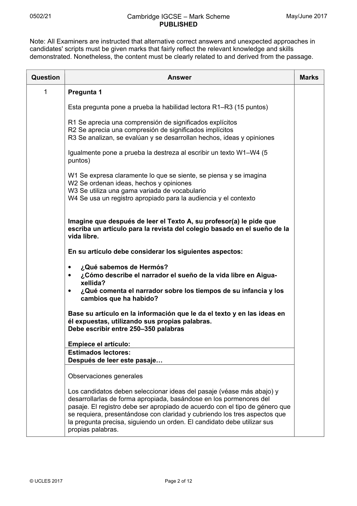 Mark scheme, page 2 of 12