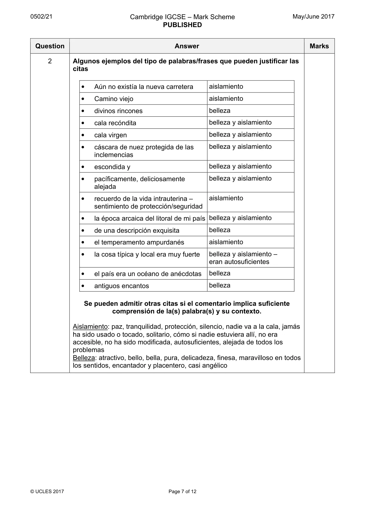 Mark scheme, page 7 of 12