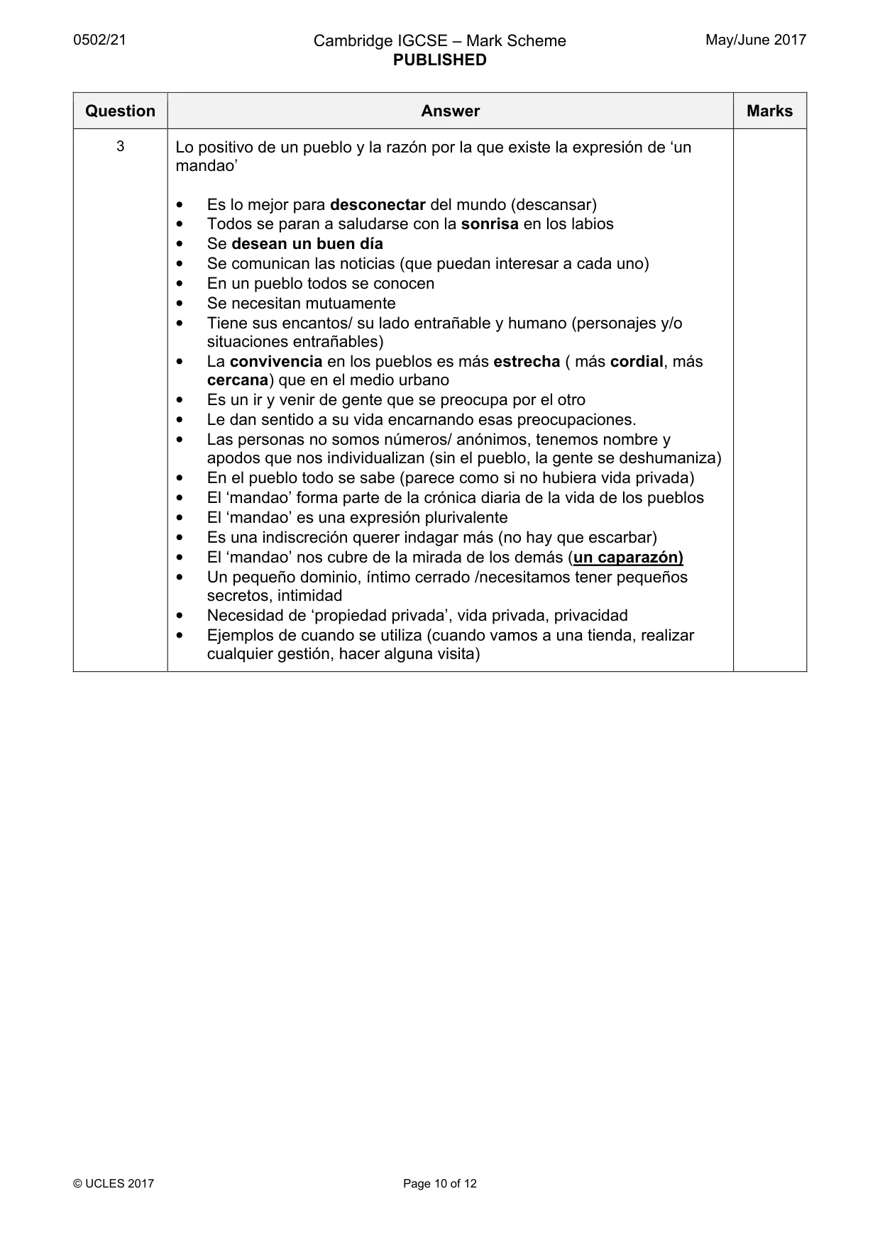Mark scheme, page 10 of 12