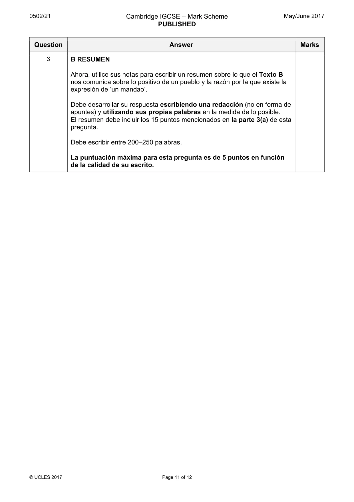Mark scheme, page 11 of 12