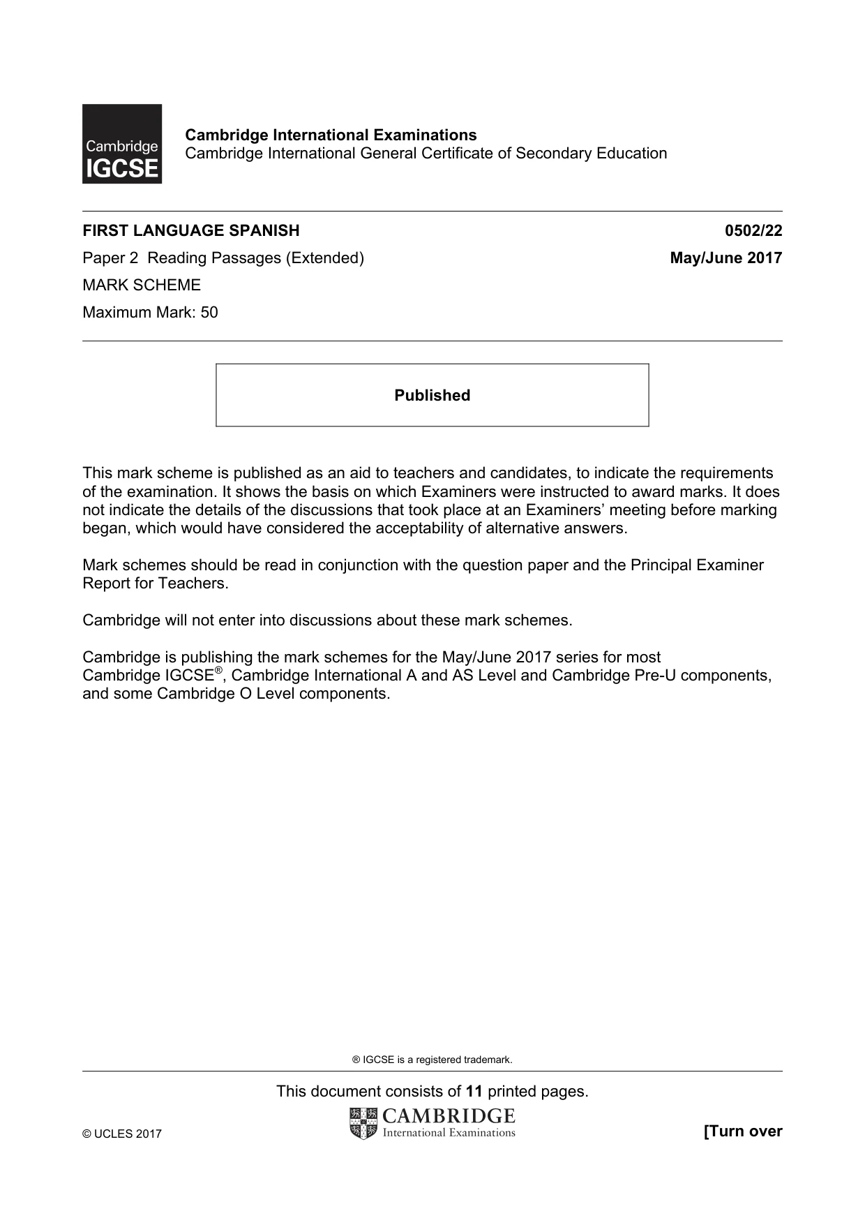 Mark scheme, page 1 of 11