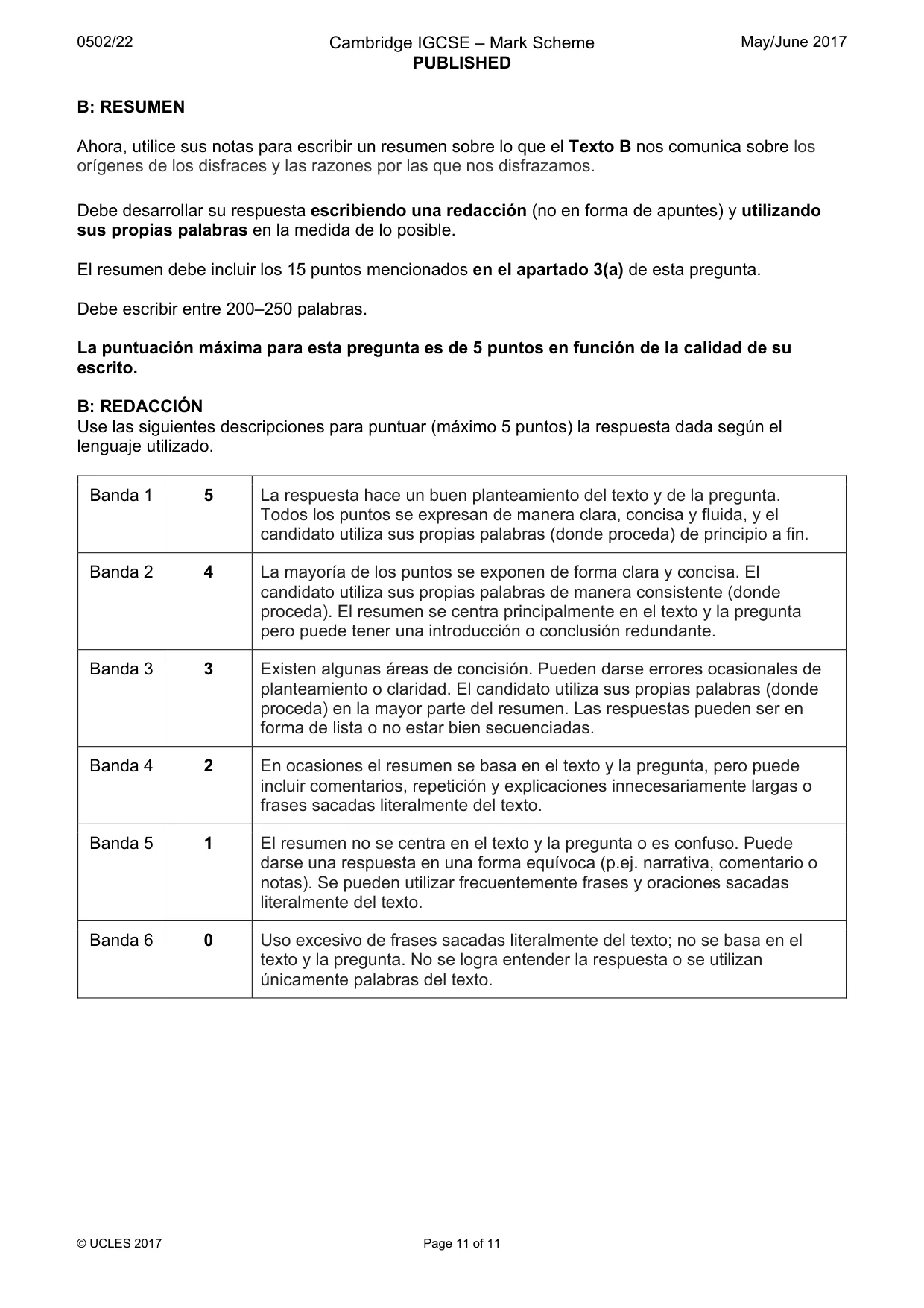 Mark scheme, page 11 of 11