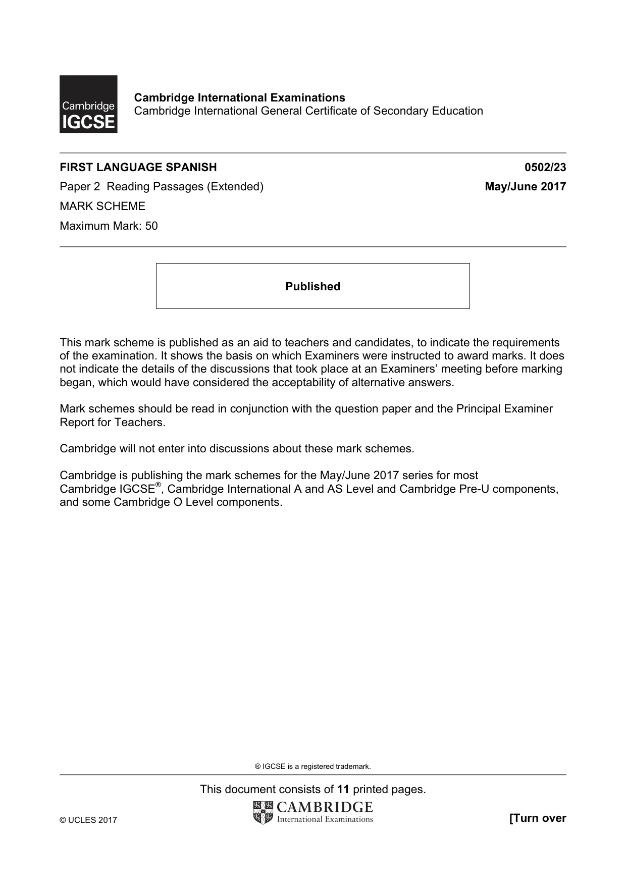 Mark scheme, page 1 of 11
