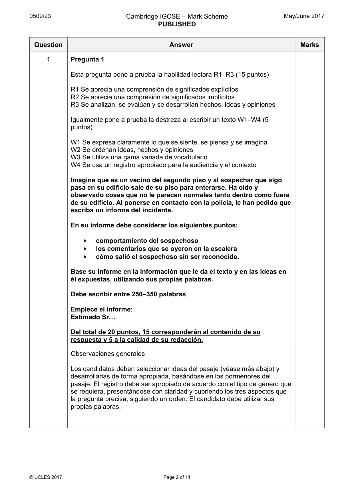 Mark scheme, page 2 of 11