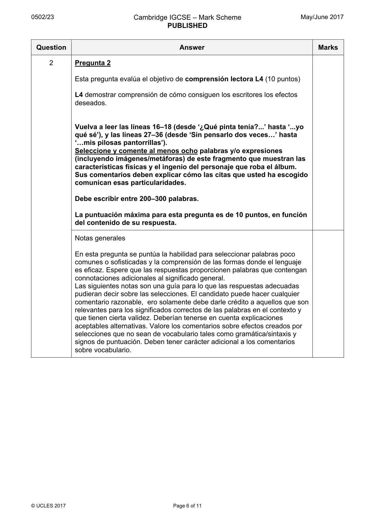 Mark scheme, page 6 of 11