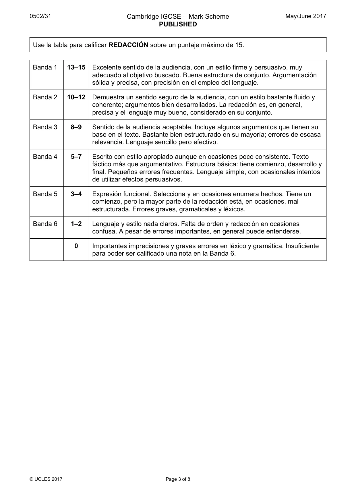 Mark scheme, page 3 of 8