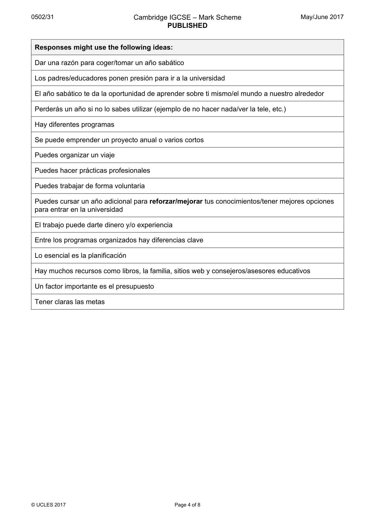 Mark scheme, page 4 of 8