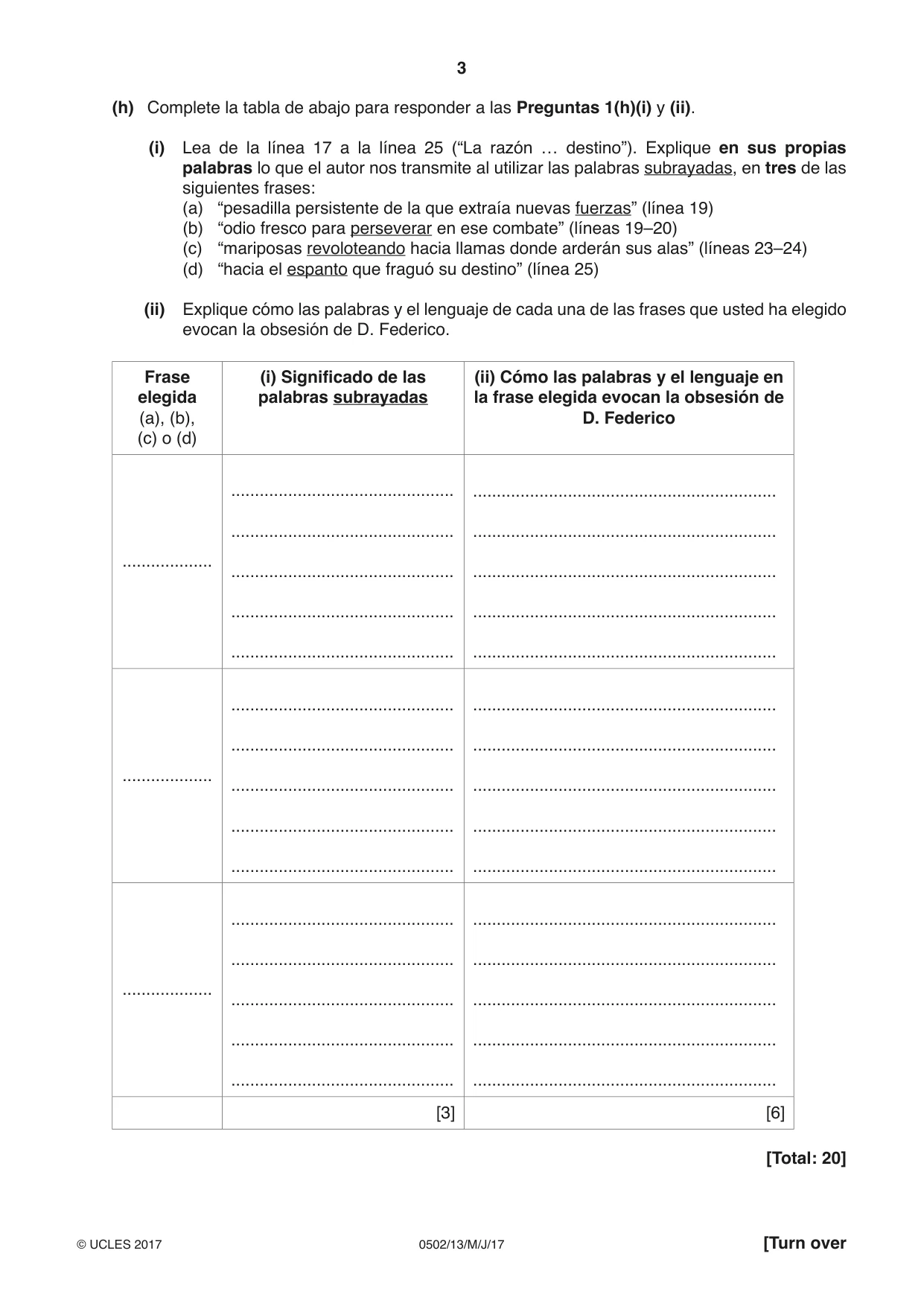 Cambridge IGCSE Spanish - First Language 0502 2017 May/June Paper 1 · Variant 3 question paper, page 3 of 12