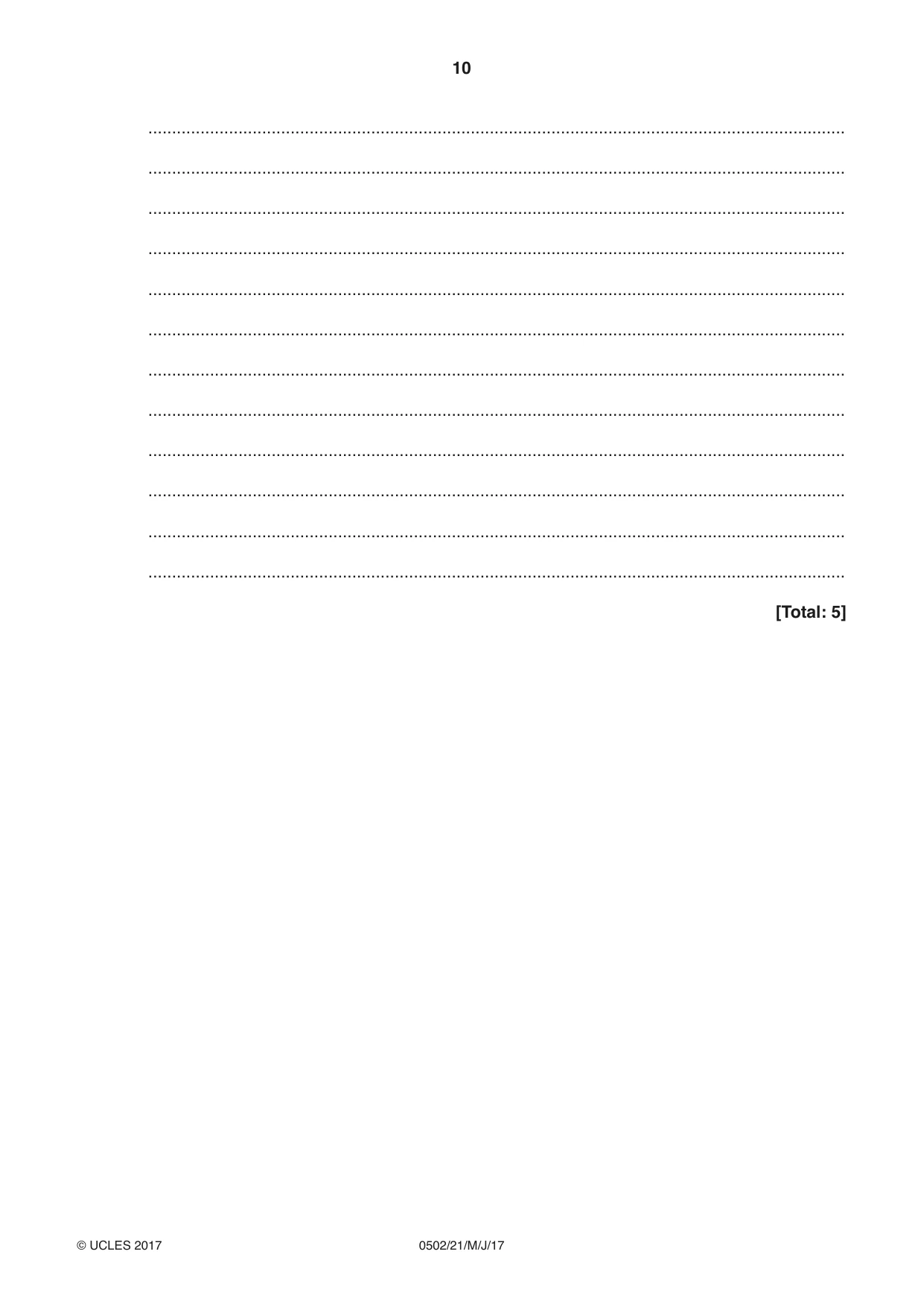 Cambridge IGCSE Spanish - First Language 0502 2017 May/June Paper 2 · Variant 1 question paper, page 10 of 12