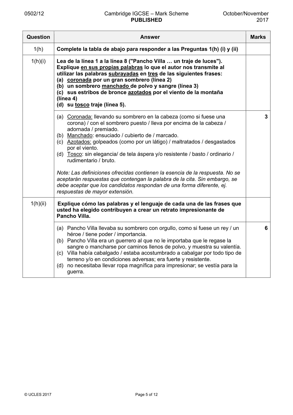 Mark scheme, page 5 of 12