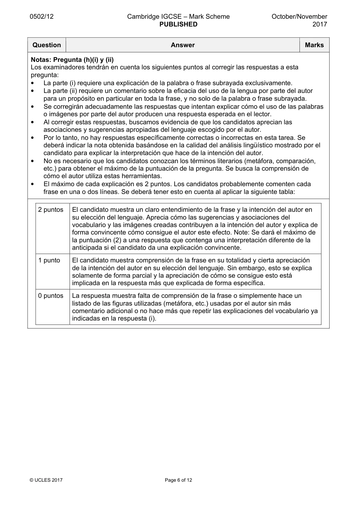 Mark scheme, page 6 of 12