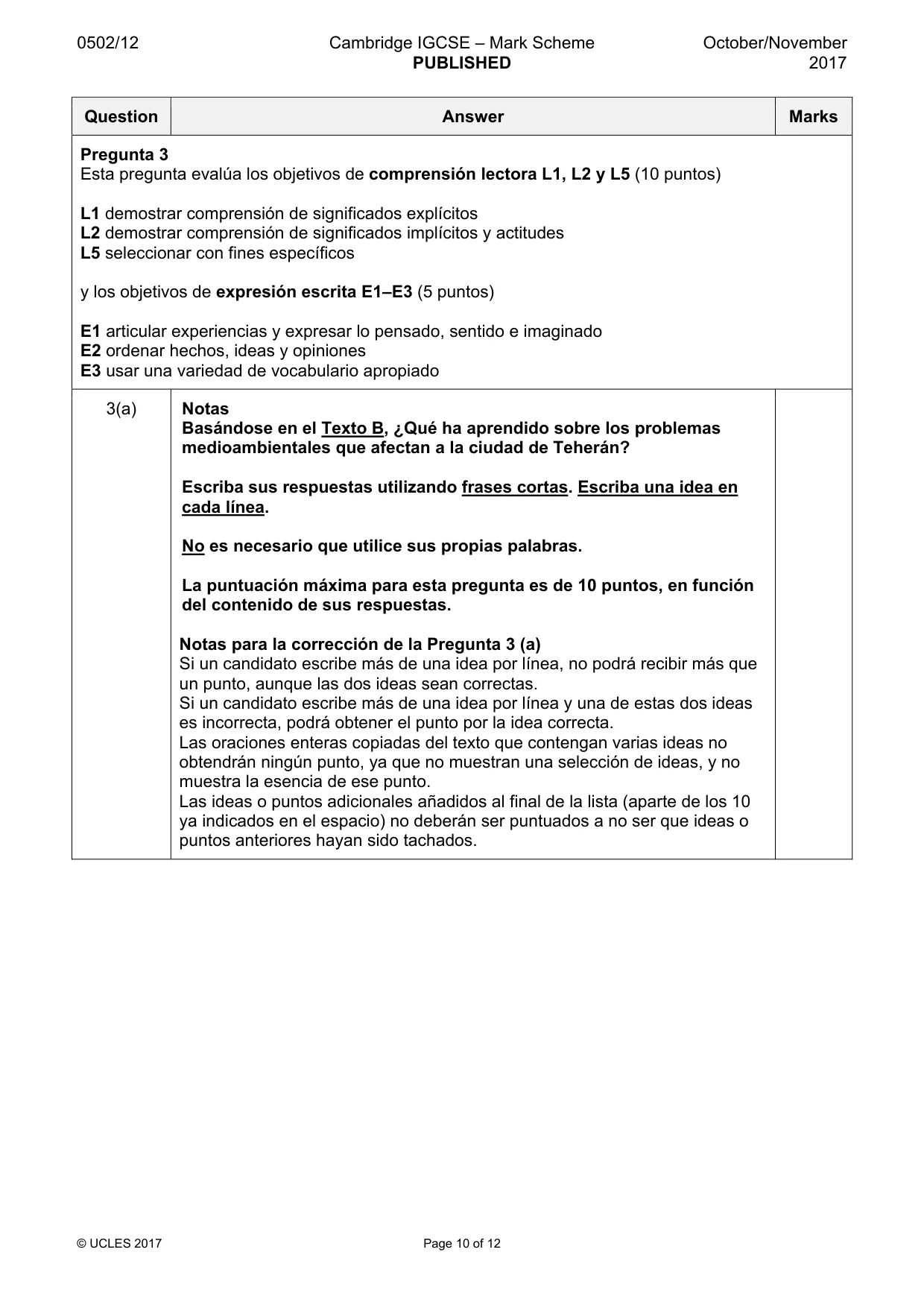 Mark scheme, page 10 of 12