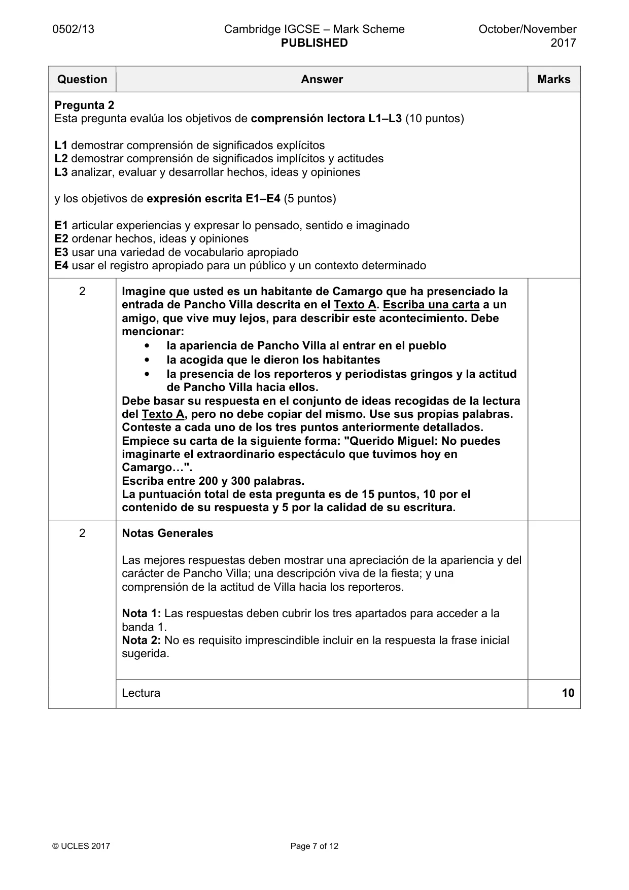 Mark scheme, page 7 of 12