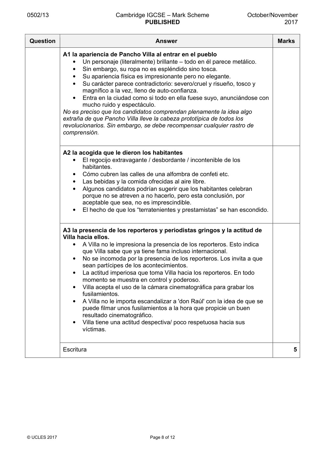 Mark scheme, page 8 of 12