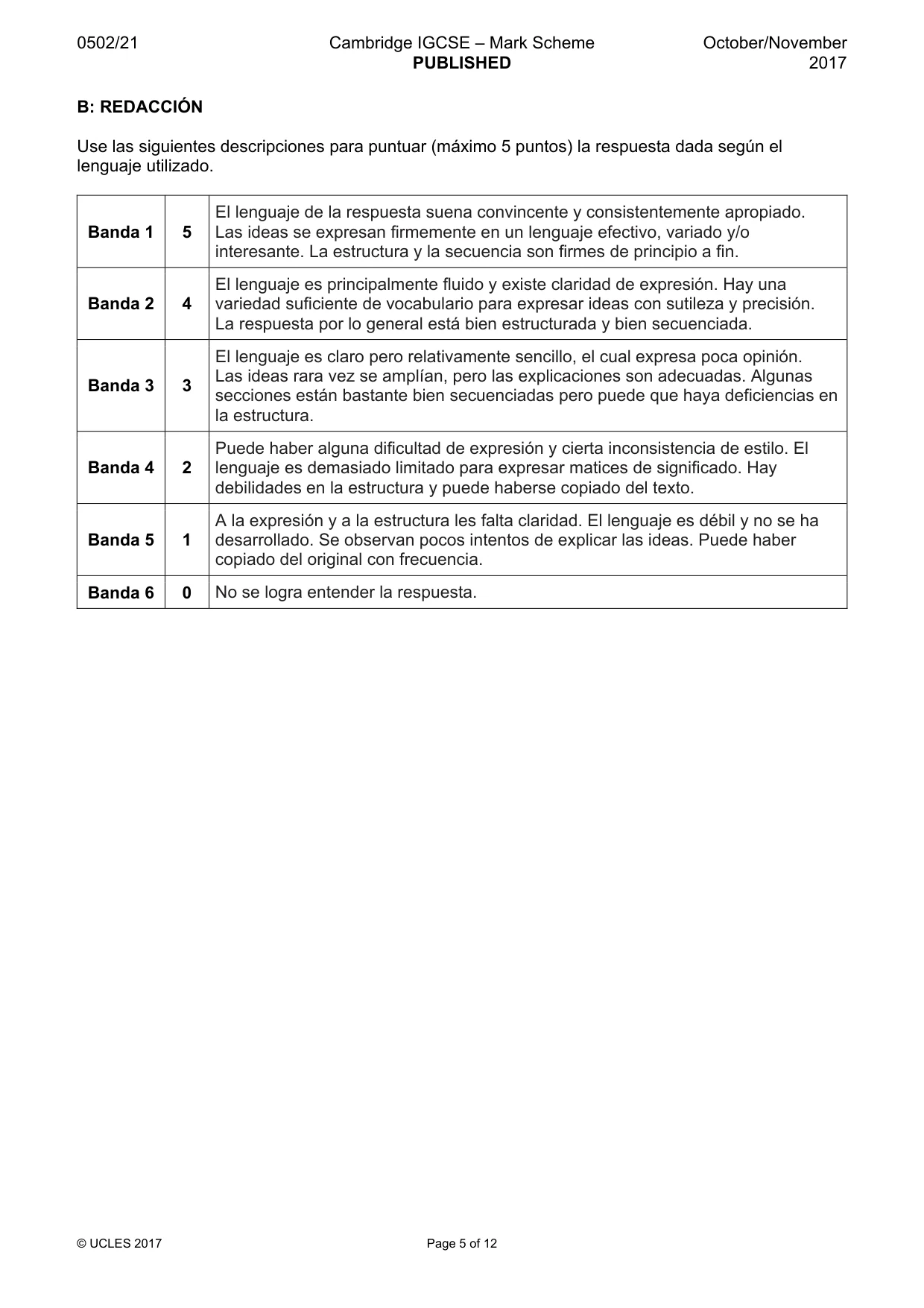 Mark scheme, page 5 of 12
