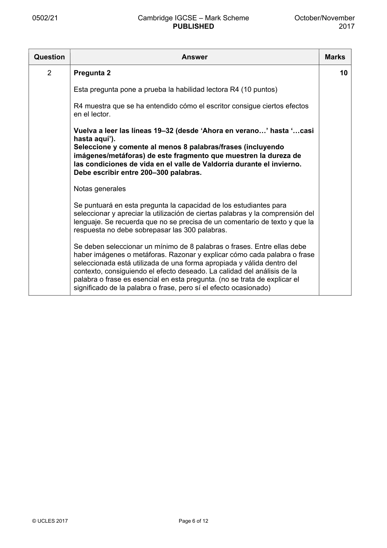 Mark scheme, page 6 of 12
