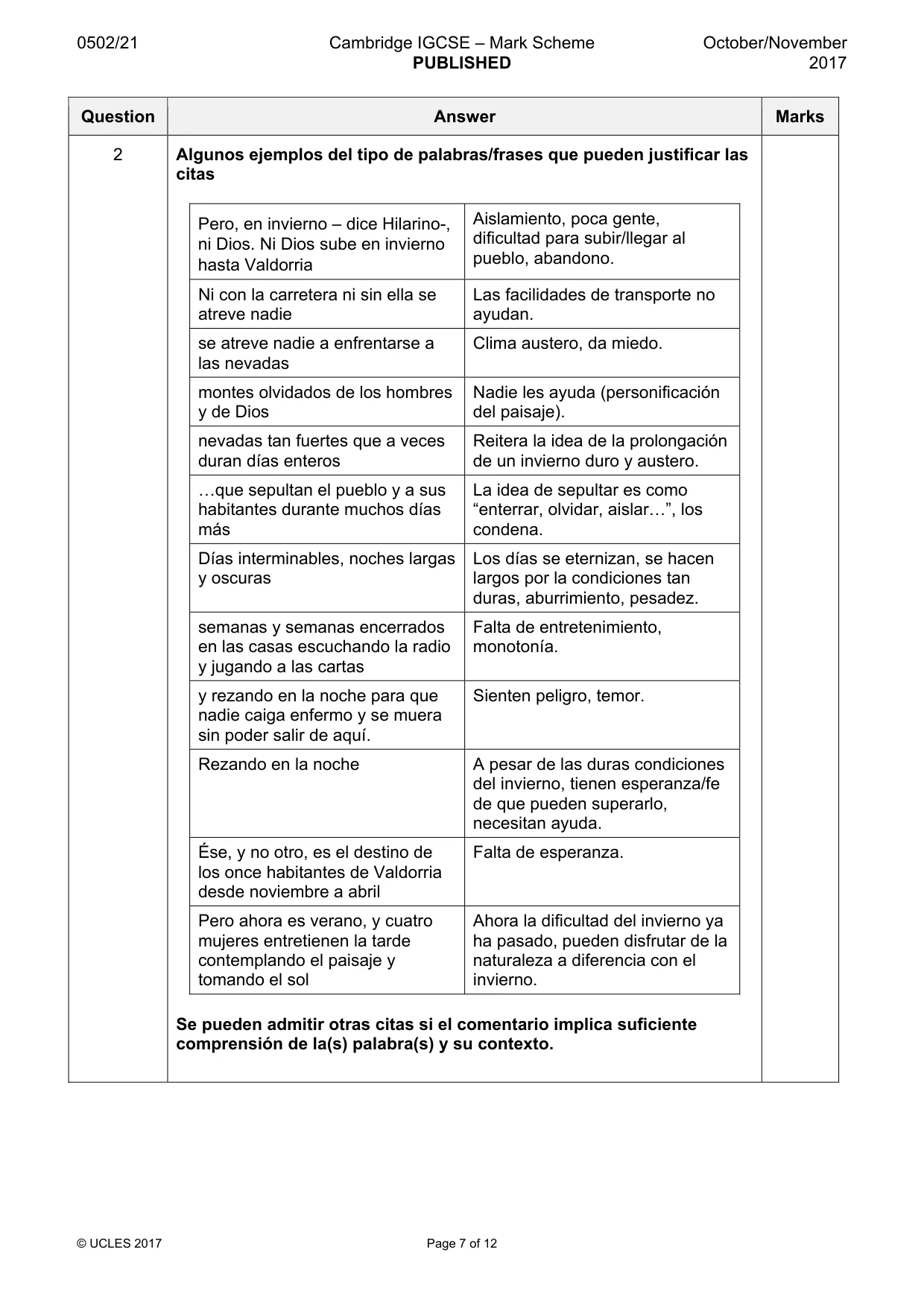 Mark scheme, page 7 of 12