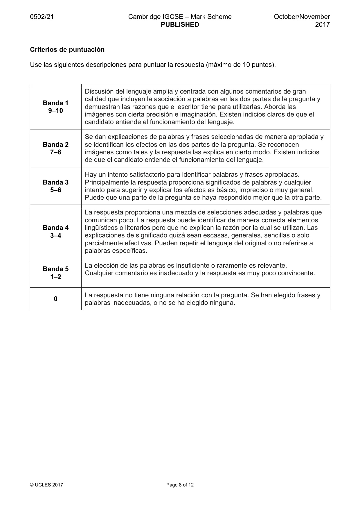 Mark scheme, page 8 of 12