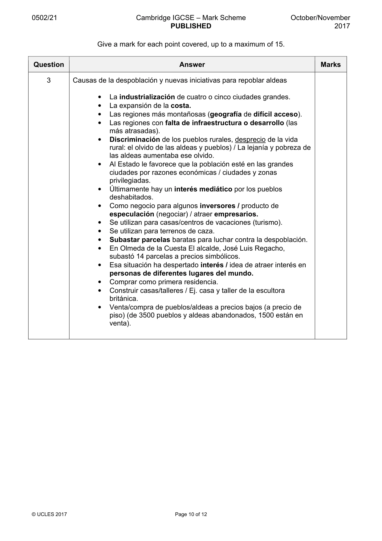 Mark scheme, page 10 of 12