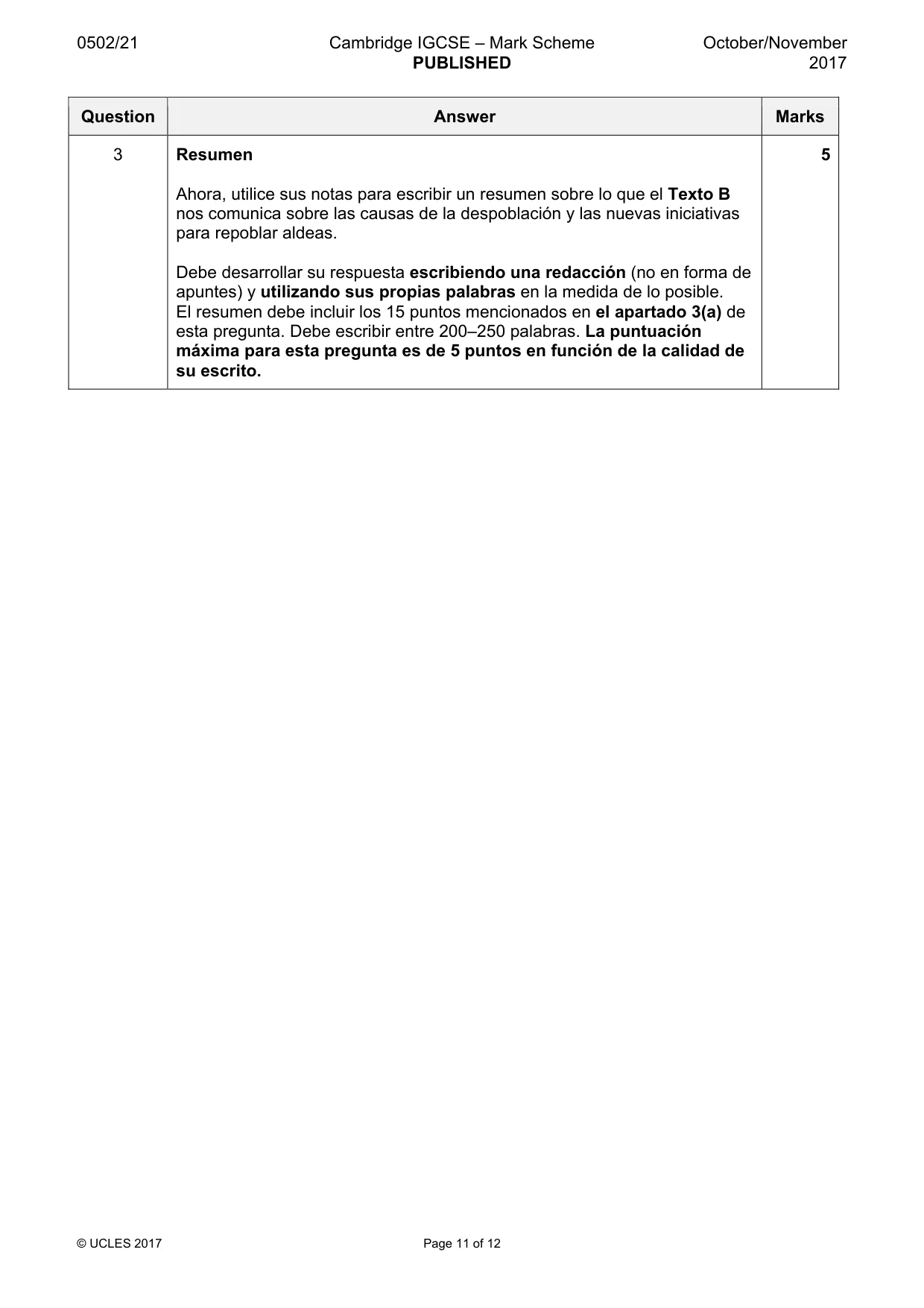 Mark scheme, page 11 of 12