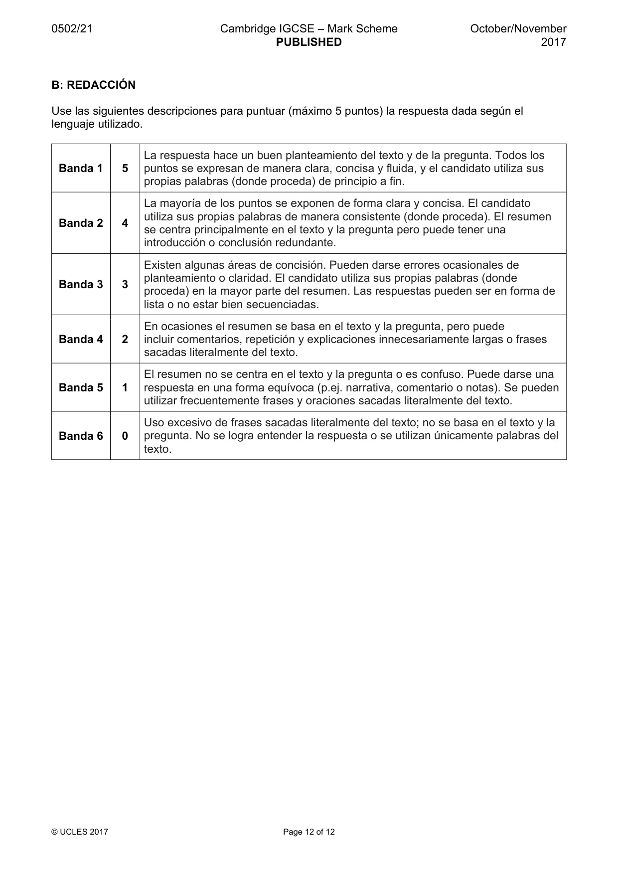Mark scheme, page 12 of 12