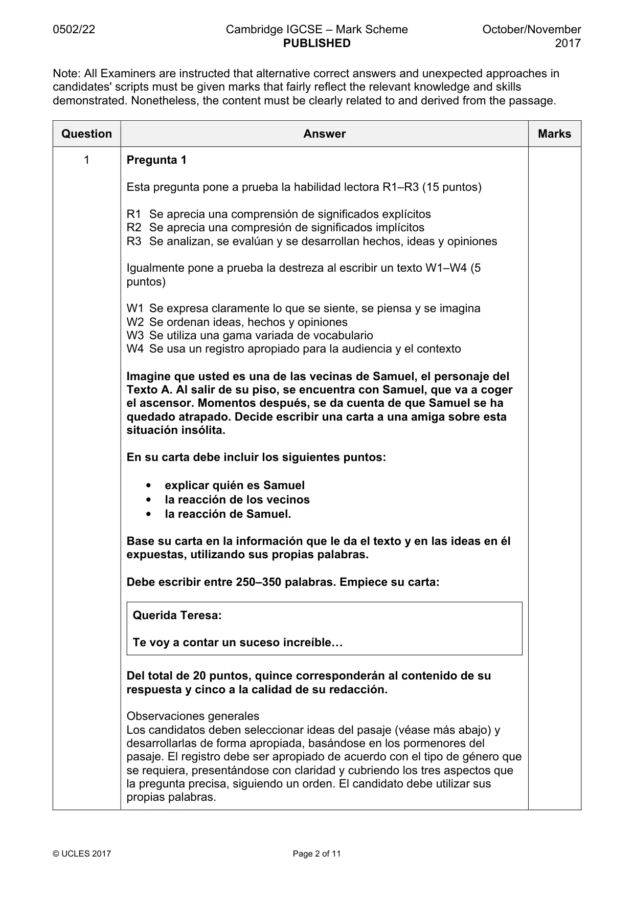 Mark scheme, page 2 of 11