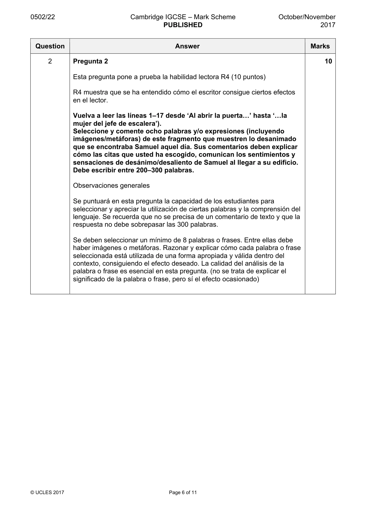 Mark scheme, page 6 of 11