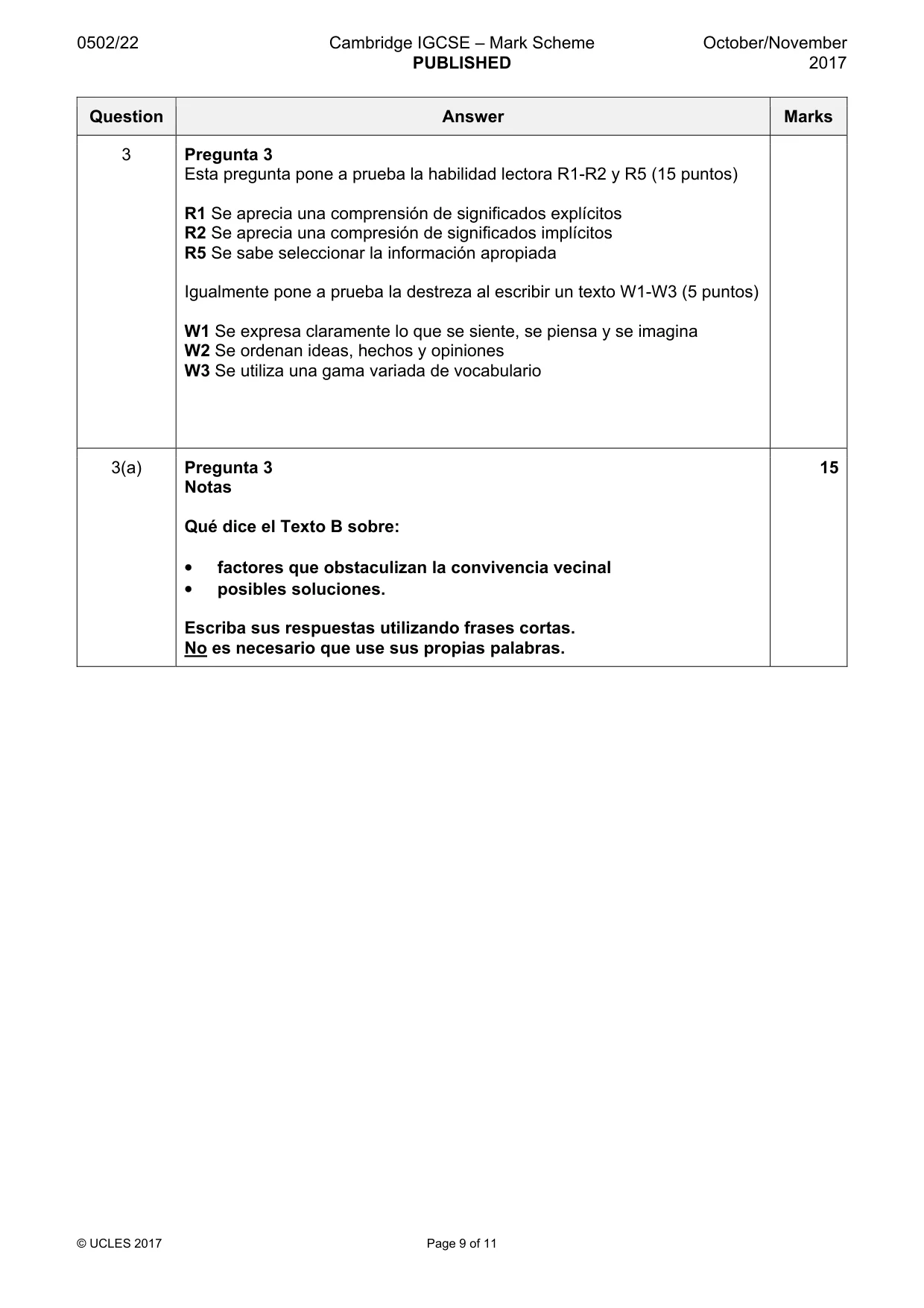 Mark scheme, page 9 of 11