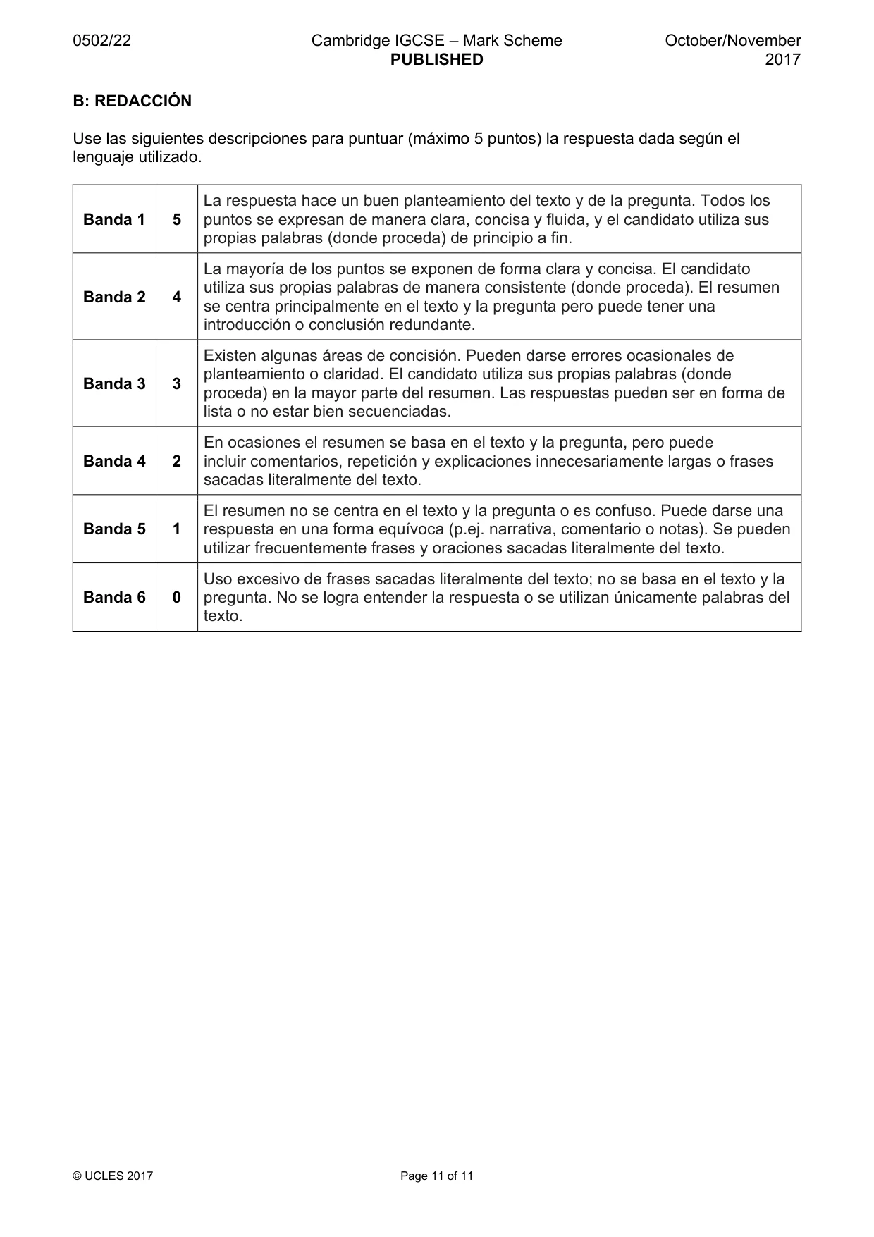 Mark scheme, page 11 of 11
