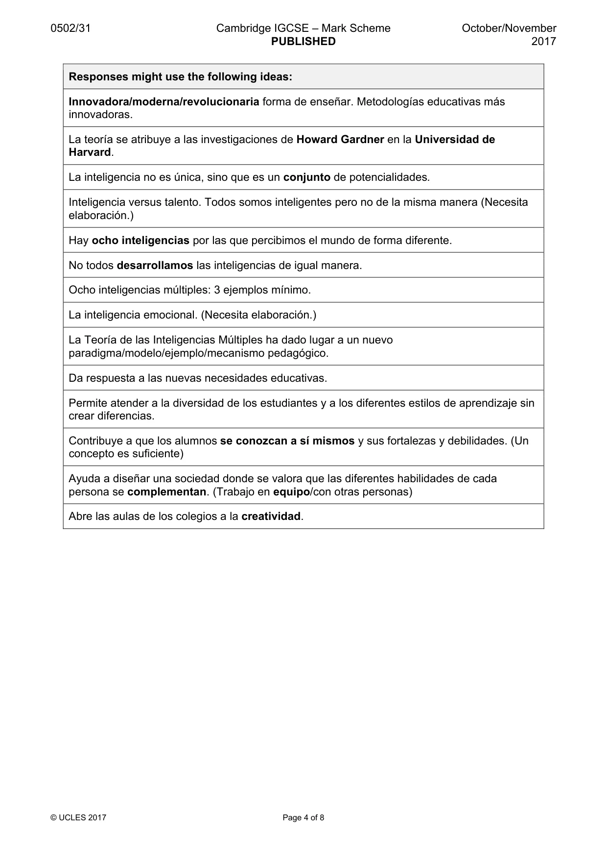Mark scheme, page 4 of 8