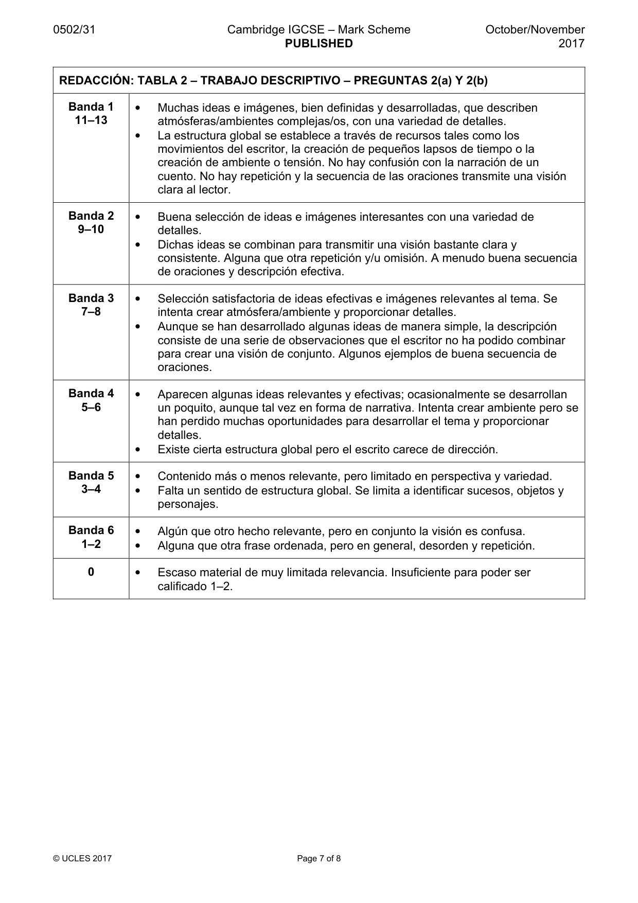 Mark scheme, page 7 of 8