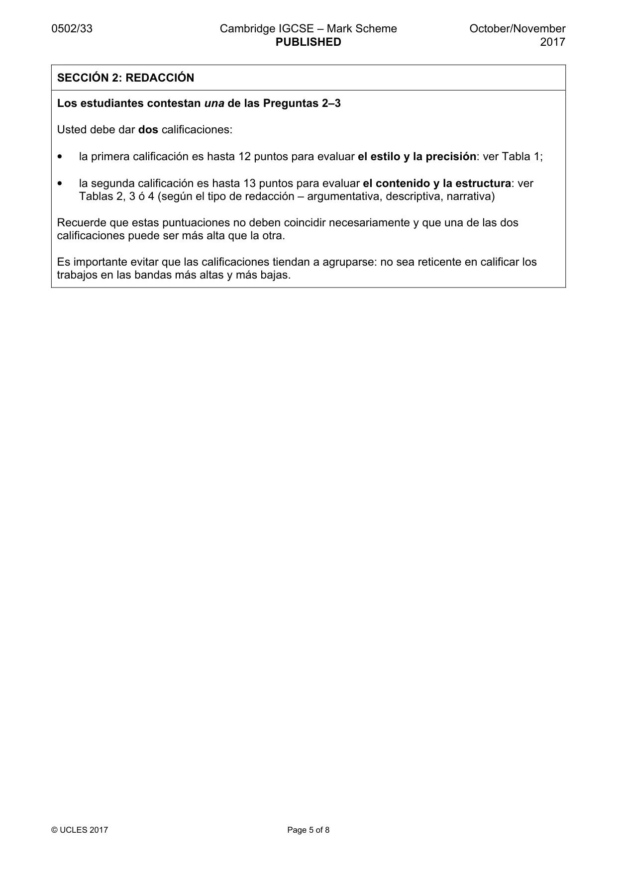 Mark scheme, page 5 of 8