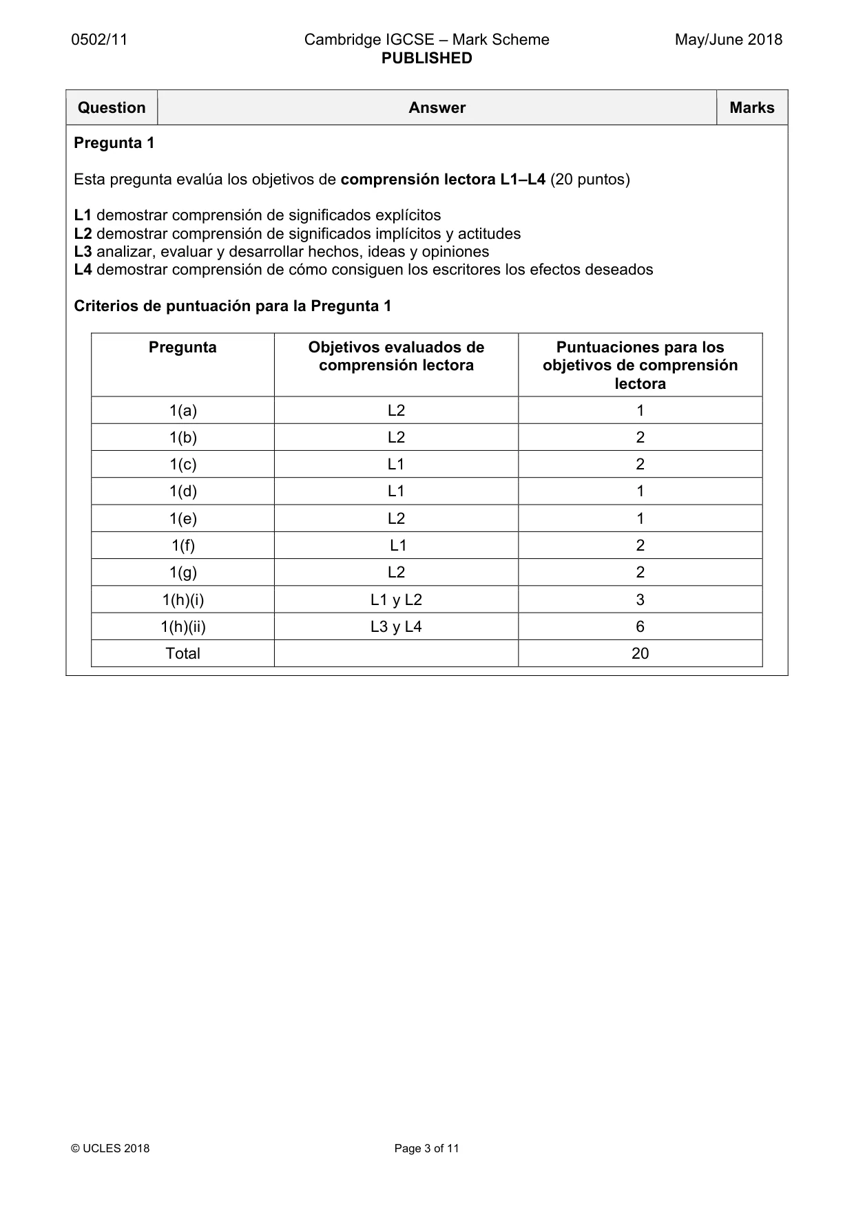 Mark scheme, page 3 of 11