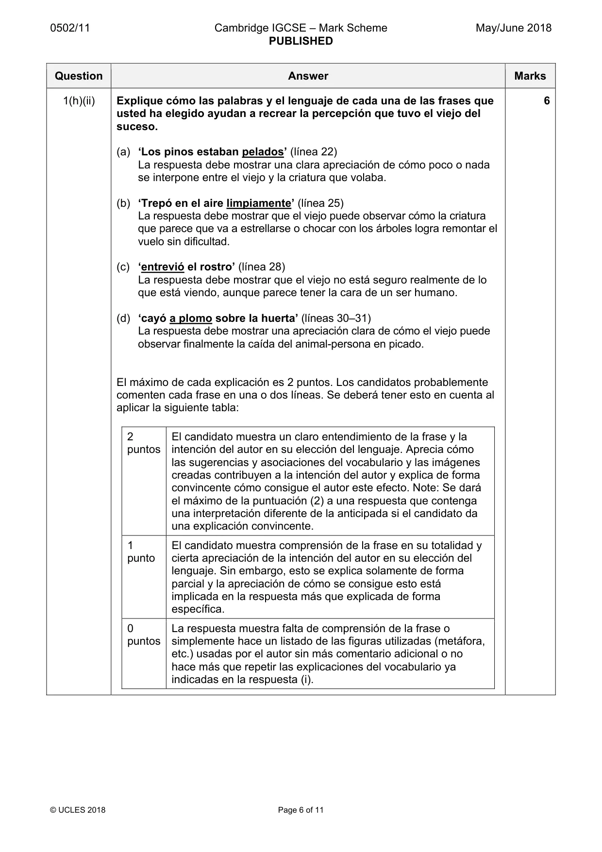Mark scheme, page 6 of 11